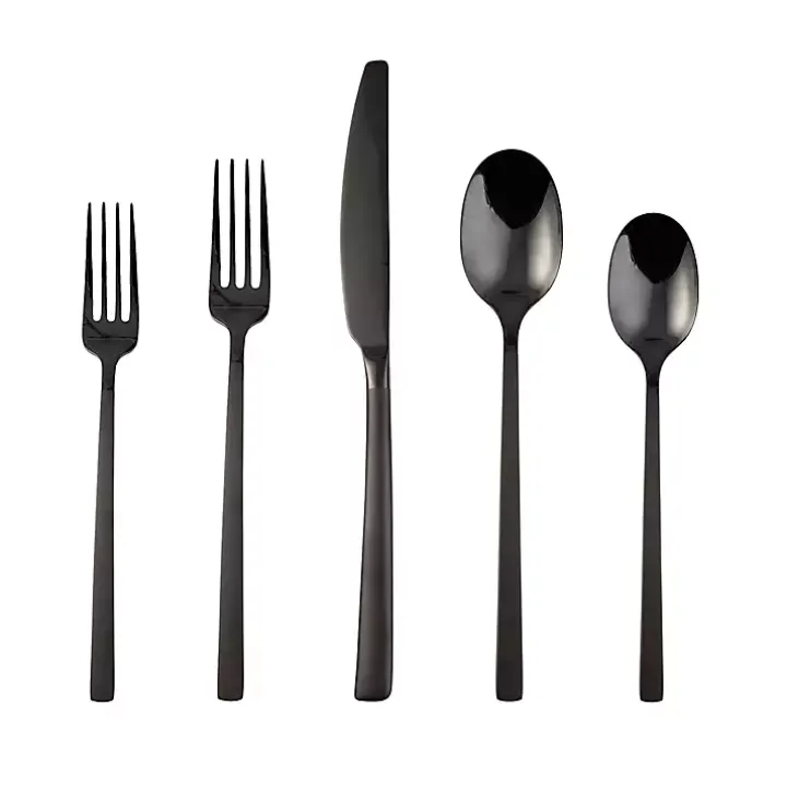 Black Mirrored Steel 20-pc. Flatware Set