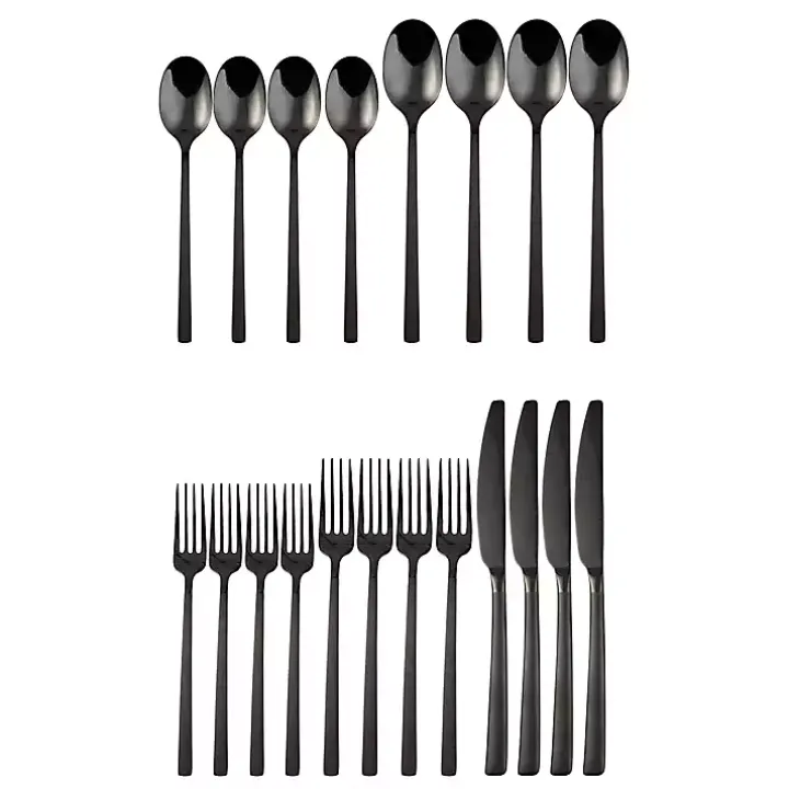 Black Mirrored Steel 20-pc. Flatware Set