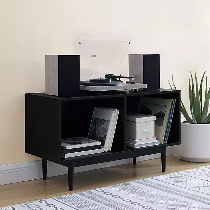 Black Modern Wood Console Table, 40 in.