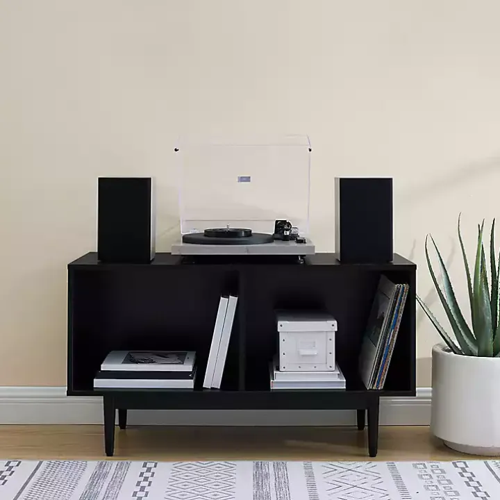 Black Modern Wood Console Table, 40 in.