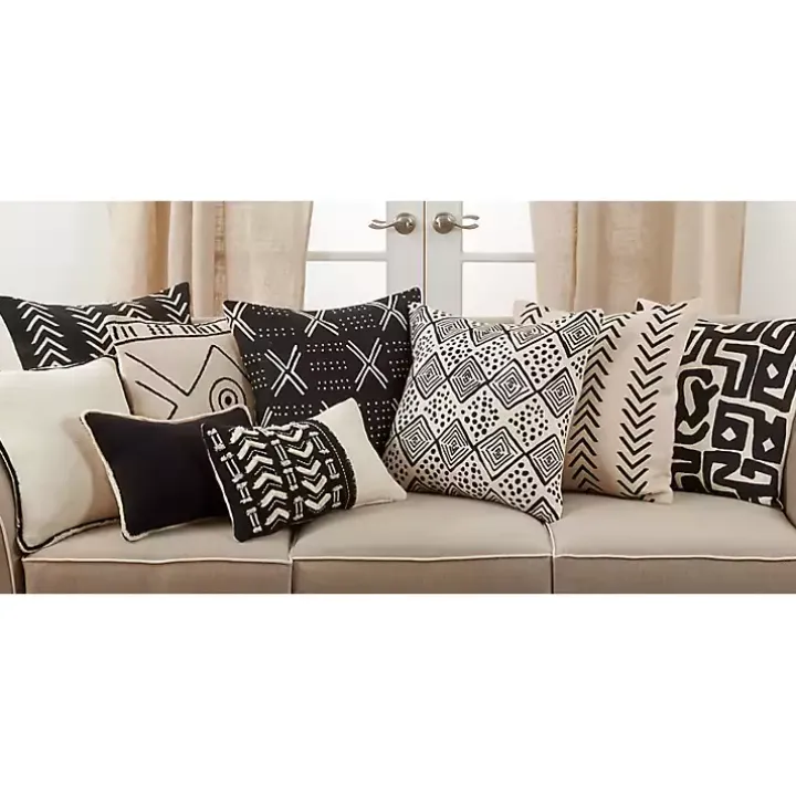 Black Mudcloth Cotton Throw Pillow
