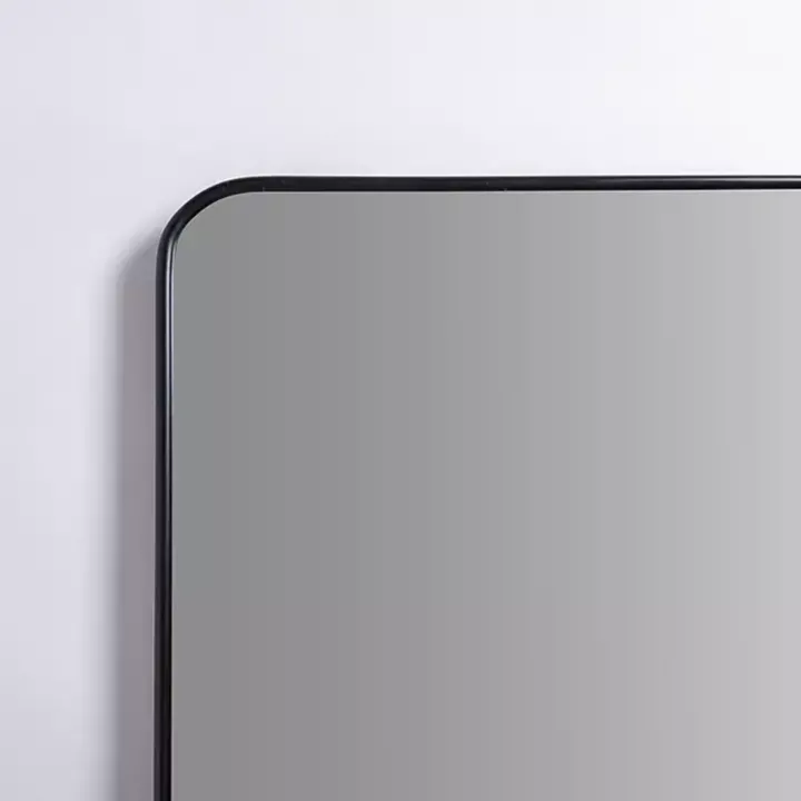 Black Nouveau Linear Curved Corner Mirror