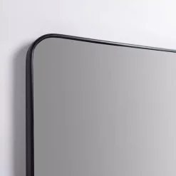 Black Nouveau Linear Curved Corner Mirror