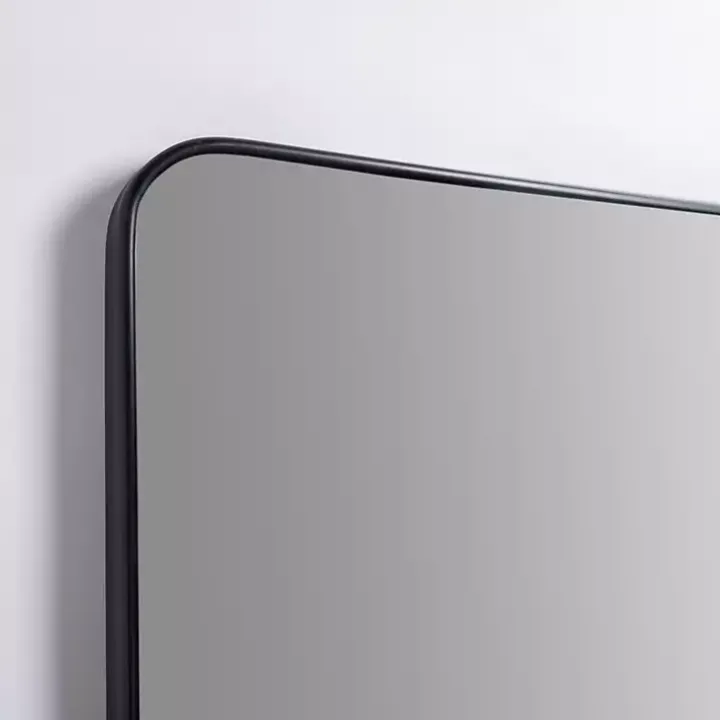 Black Nouveau Linear Curved Corner Mirror
