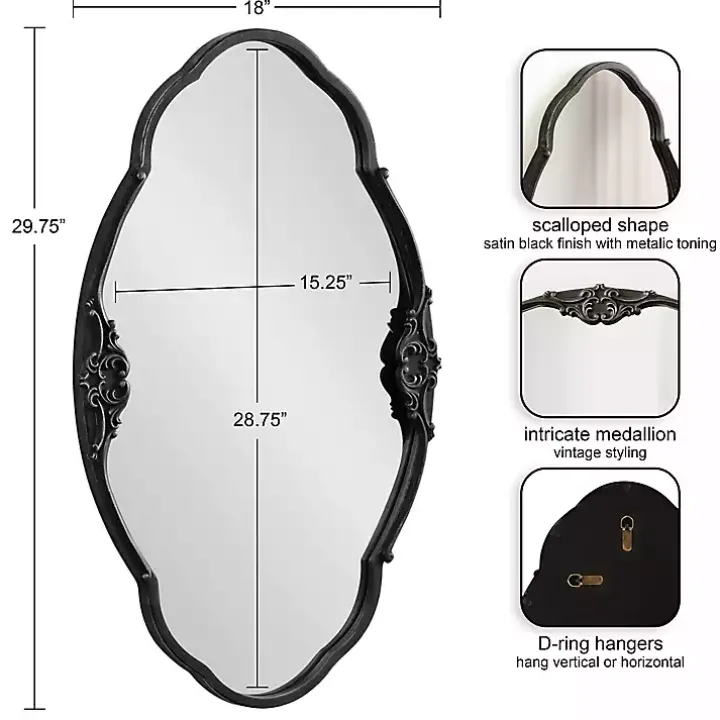 Black Novella Baroque Wall Mirror