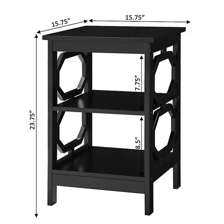 Black Octagon 2-Shelf Accent Table
