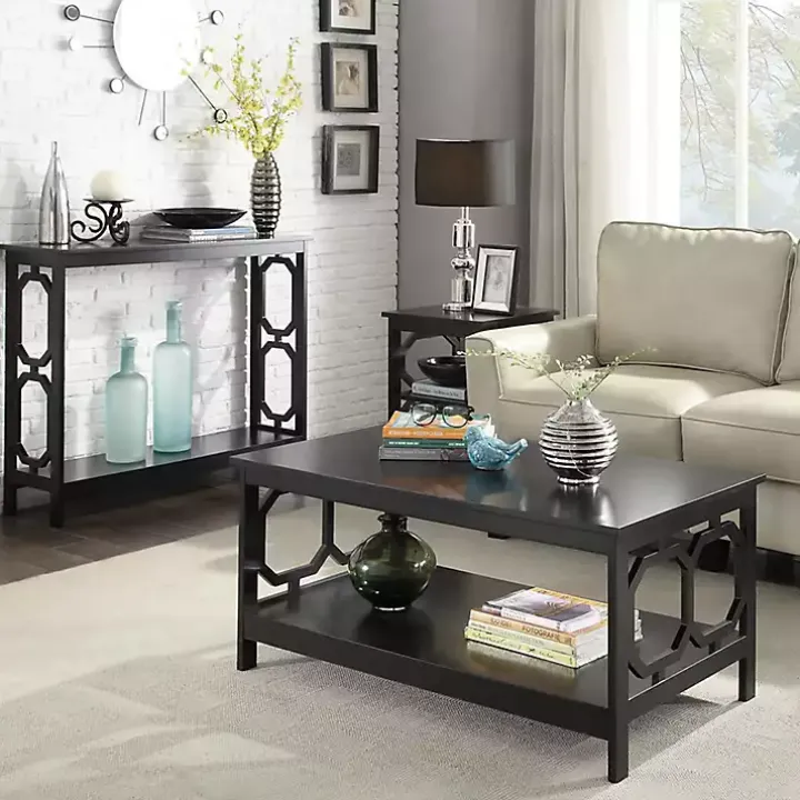 Black Octagon Single Shelf Console Table