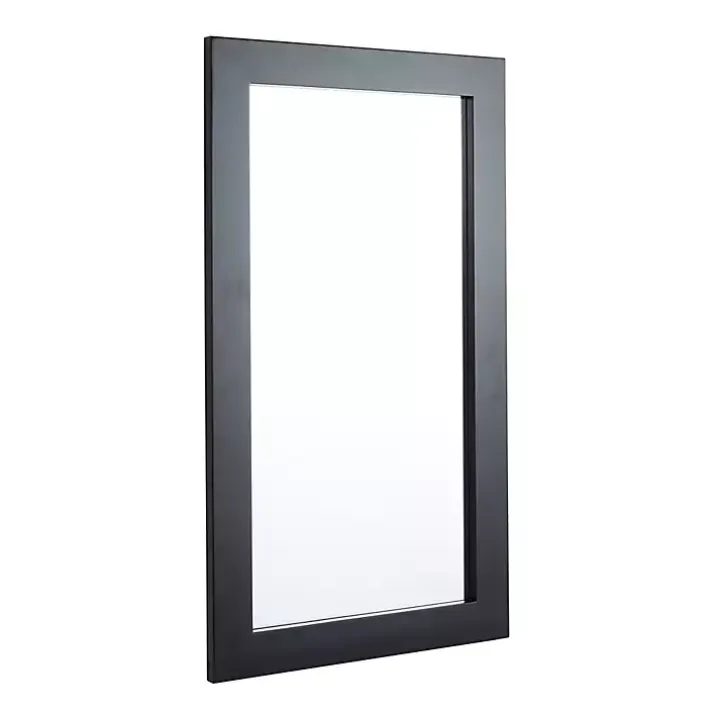 Black Rectangular Wood Wall Mirror, 24x42 in.