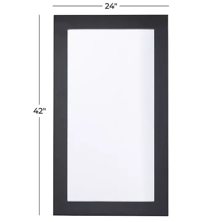 Black Rectangular Wood Wall Mirror, 24x42 in.