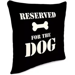 Black Reserved for the Dog Outdoor Pillow