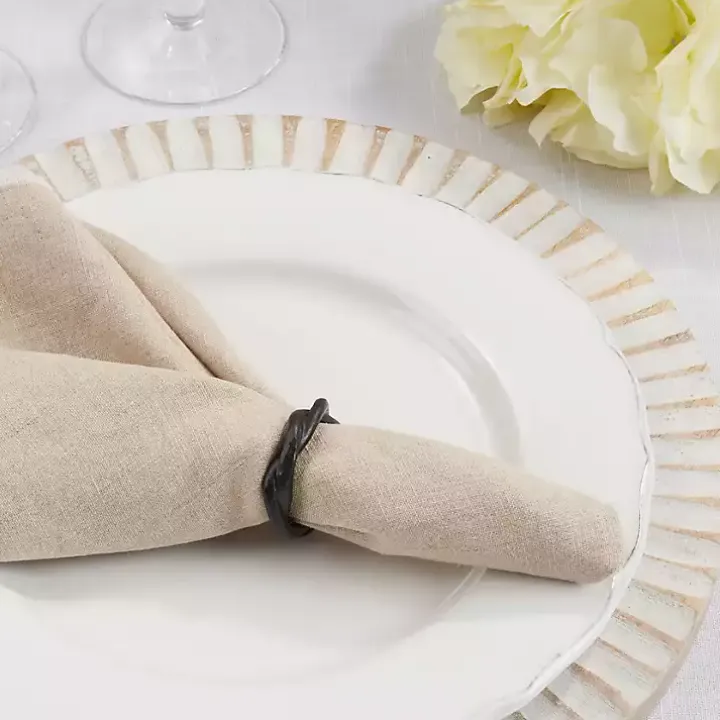 Black Resin Twisted Napkin Rings, Set of 4