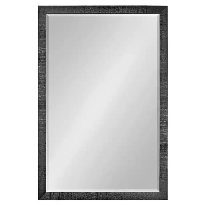 Black Ribbed Renna Wall Mirror, 24x36 in.