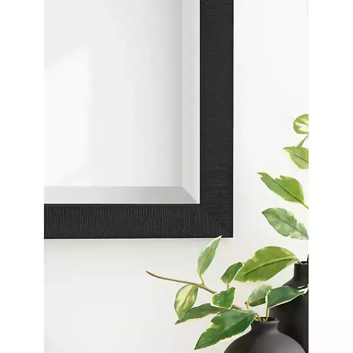 Black Ribbed Renna Wall Mirror, 24x36 in.
