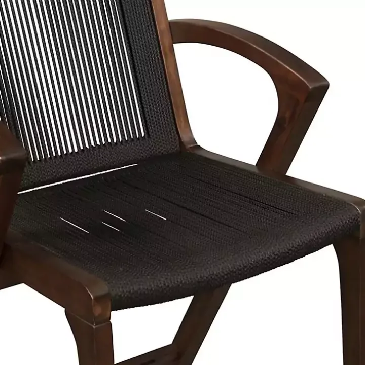 Black Rope and Brown Wood Counter Stool