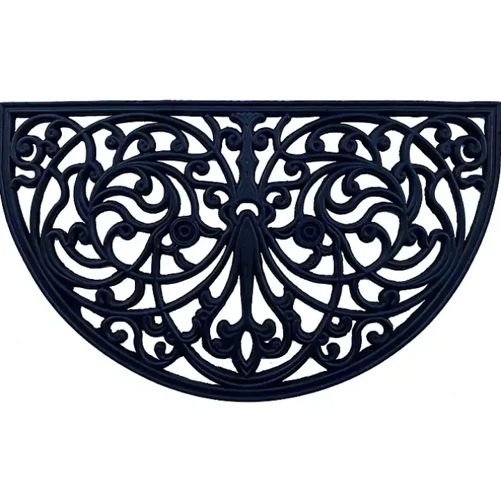 Black Rubber Halfmoon Flower Doormat
