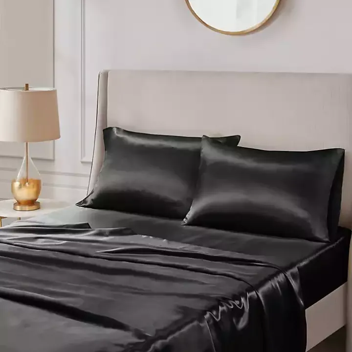 Black Satin King 2-pc. Pillow Case Set