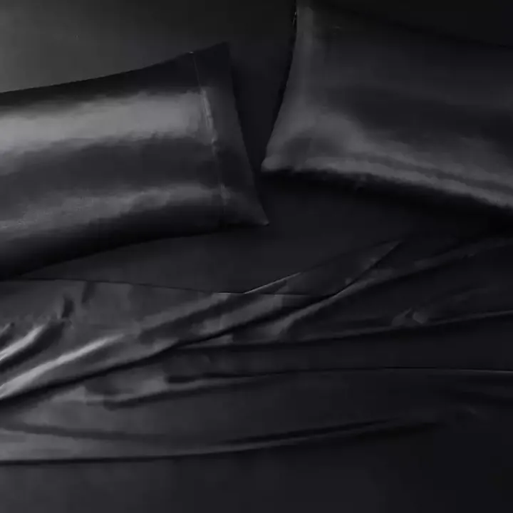 Black Satin King 2-pc. Pillow Case Set