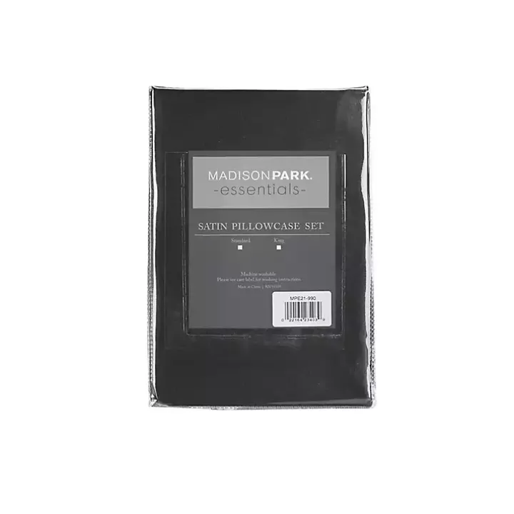 Black Satin Standard 2-pc. Pillow Case Set