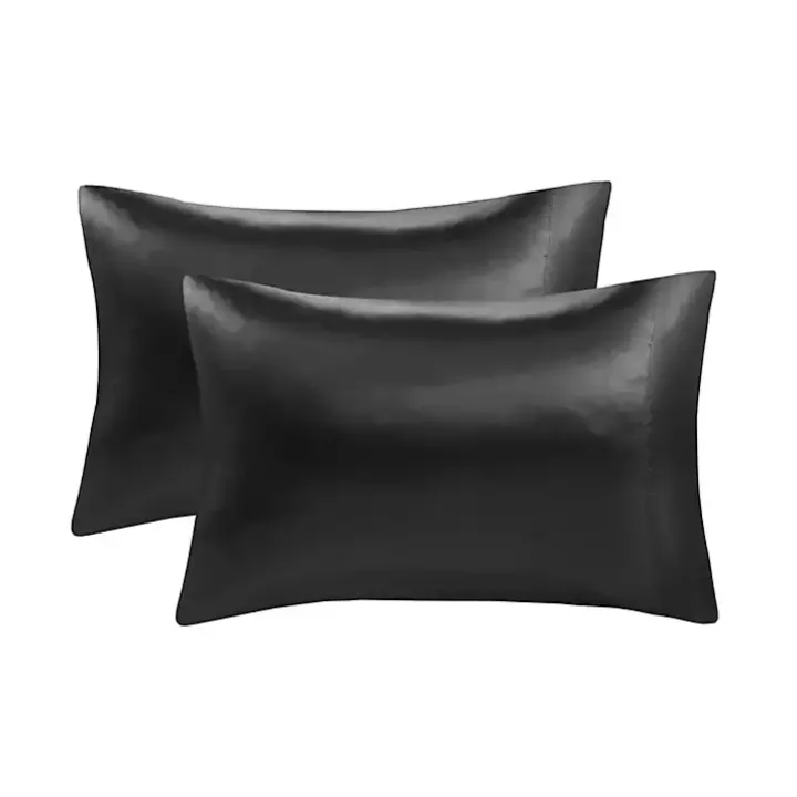 Black Satin Standard 2-pc. Pillow Case Set