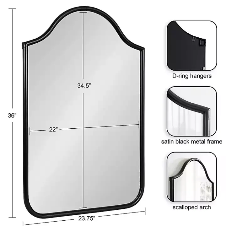 Black Scalloped Arch Fellows Wall Mirror