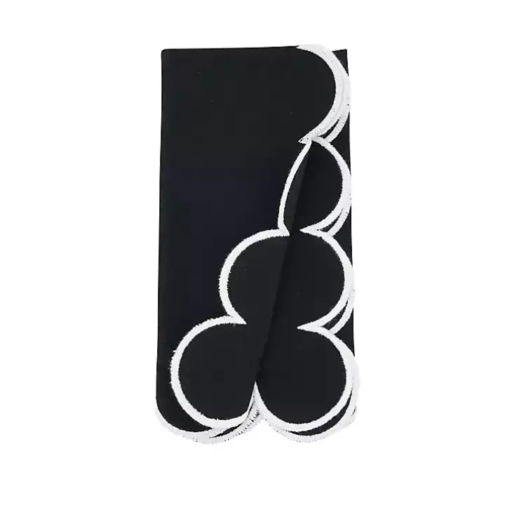Black Scalloped Edge Napkins, Set of 4