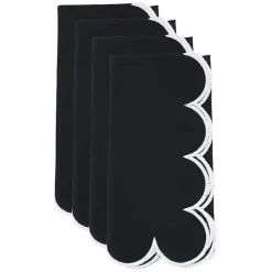 Black Scalloped Edge Napkins, Set of 4