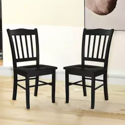Black Shaker Wood Dining Chairs, Set of 2