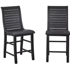 Black Slatted Counter Stools, Set of 2