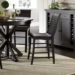 Black Slatted Counter Stools, Set of 2