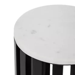 Black Slatted Marble Payton Accent Table