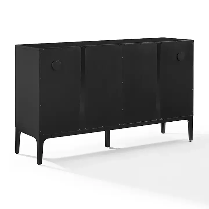 Black Slatted Sliding Door Sideboard