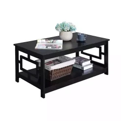 Black Square Cut-Out Sides Coffee Table