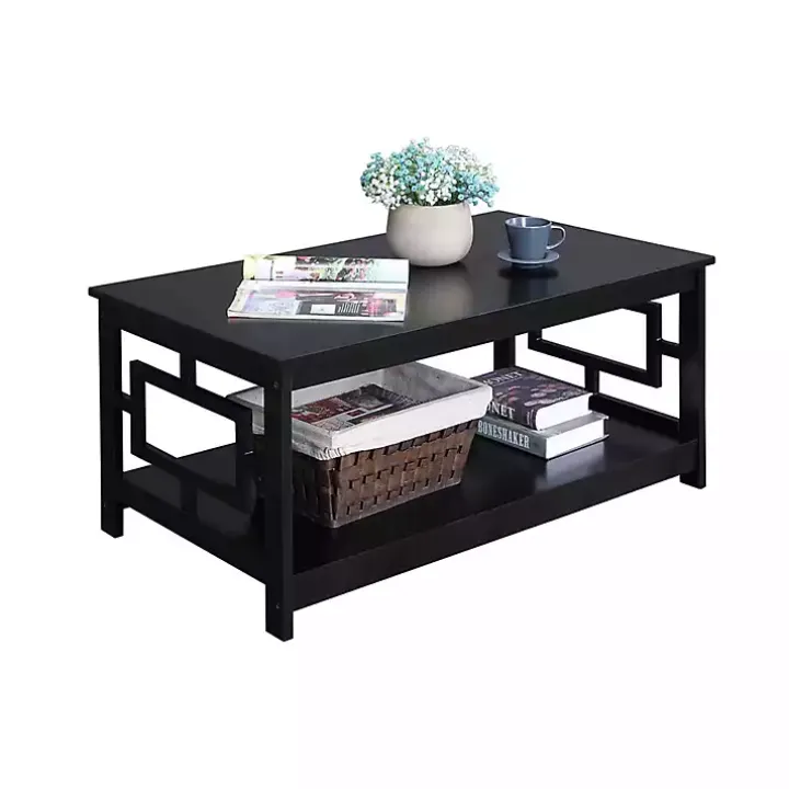 Black Square Cut-Out Sides Coffee Table