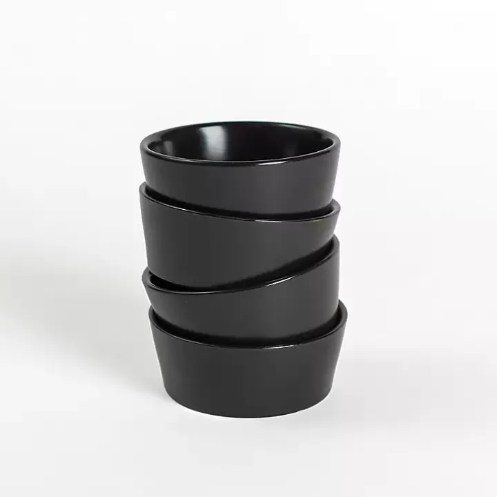 Black Stoneware Appetizer Bowls, Set of 4