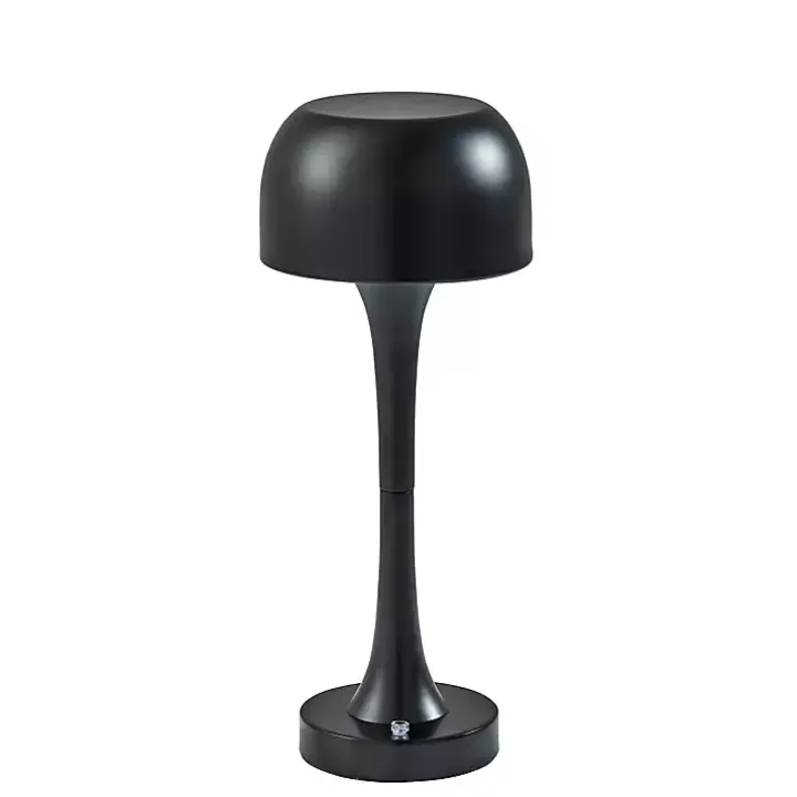 Black Tapered Dome Frosted Light Cordless Lamp