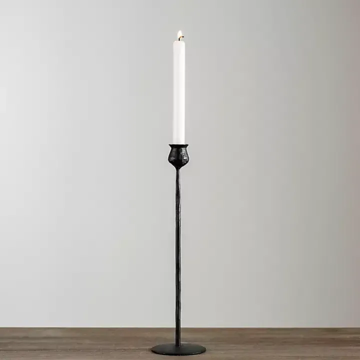 Black Textured Taper Candle Holder, 16 in.