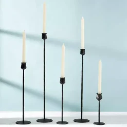 Black Textured Taper Candle Holder, 16 in.