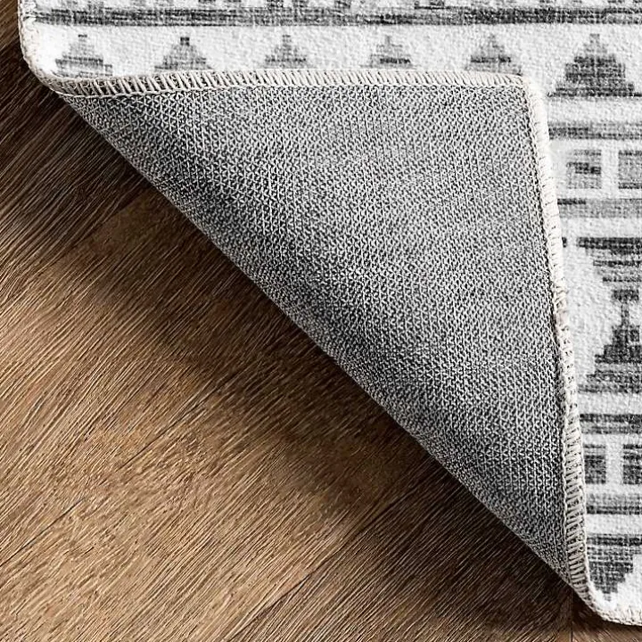 Black Tribal Geometric Washable Area Rug, 6x9