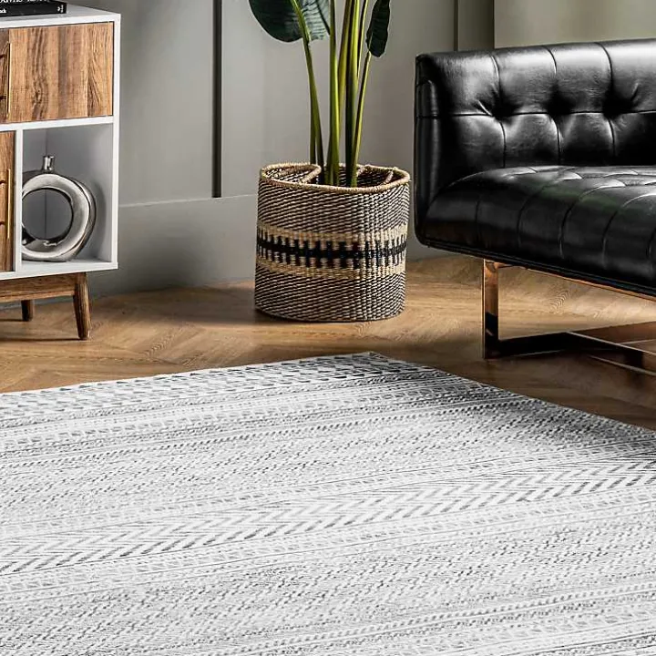 Black Tribal Geometric Washable Area Rug, 6x9