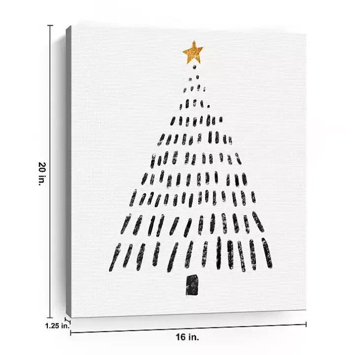 Black Watercolor Christmas Tree Canvas Art Print