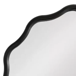 Black Wavy Scallop Round Wall Mirror