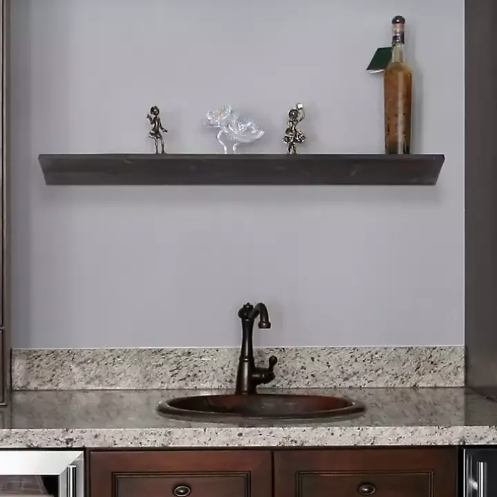 Black Wedge Wood Large Floating Shelf