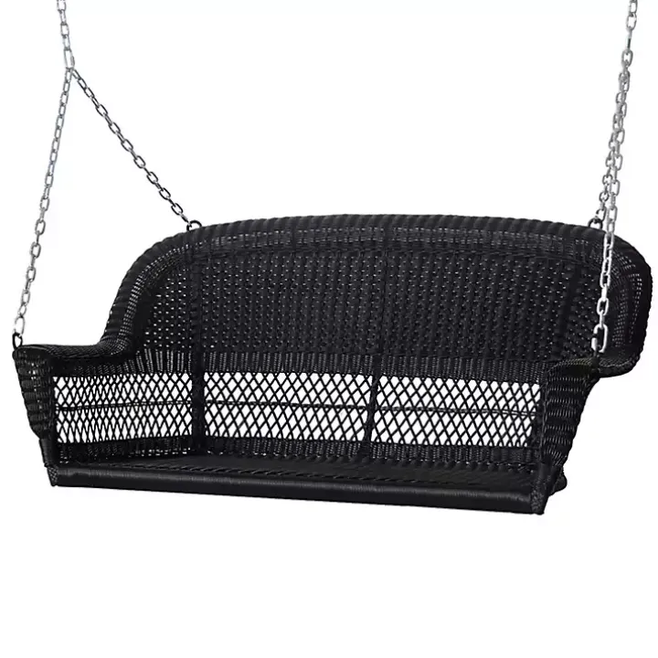 Black Wicker Hanging Porch Swing