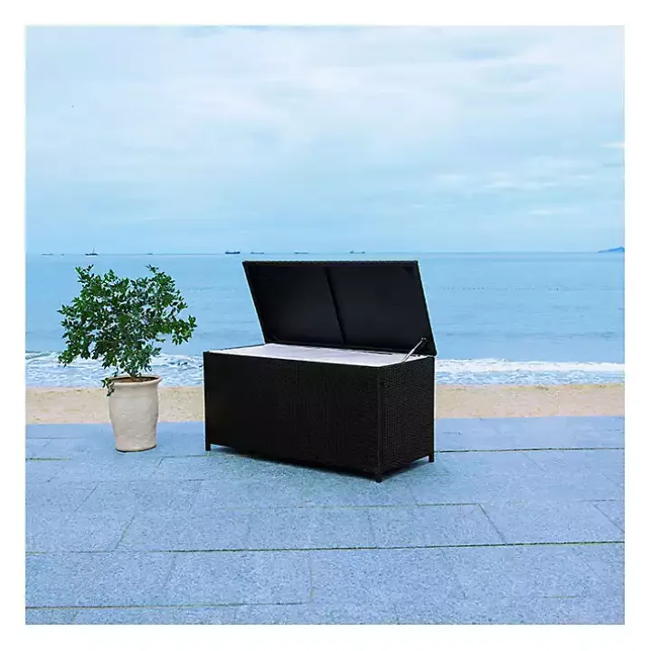 Black Wicker Outdoor Storage Box