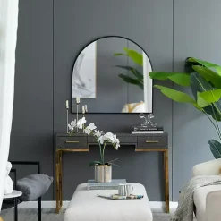 Black Wide Arched Wall Mirror