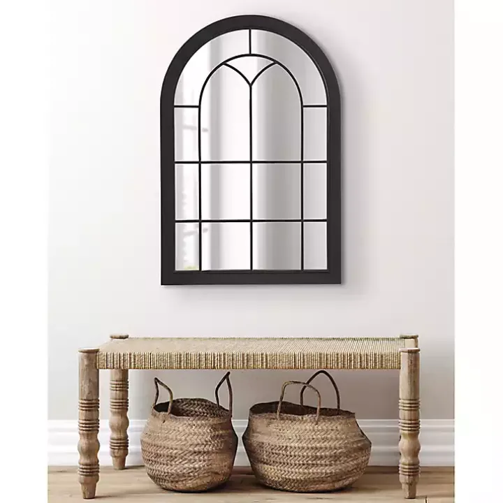 Black Windowpane Arch Geoffrey Mirror