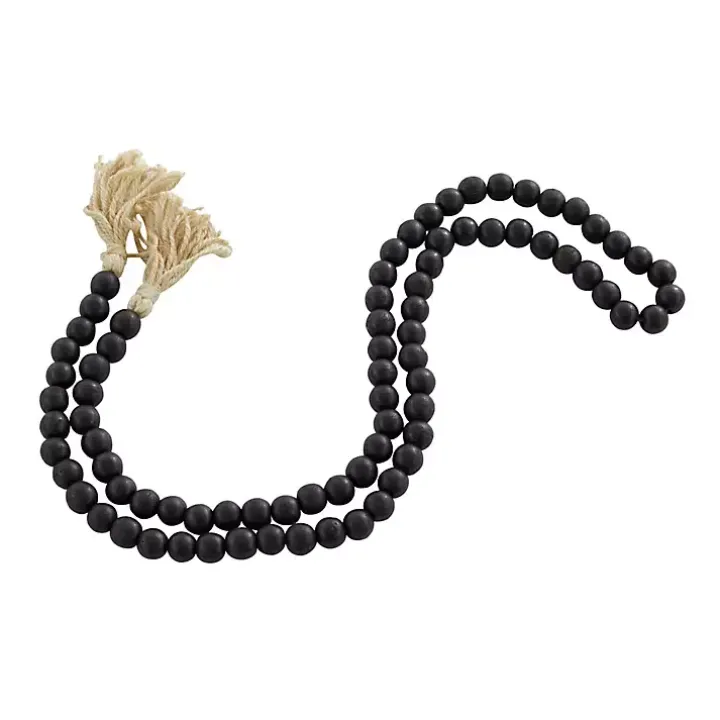 Black Wood Beaded Tassel Garland