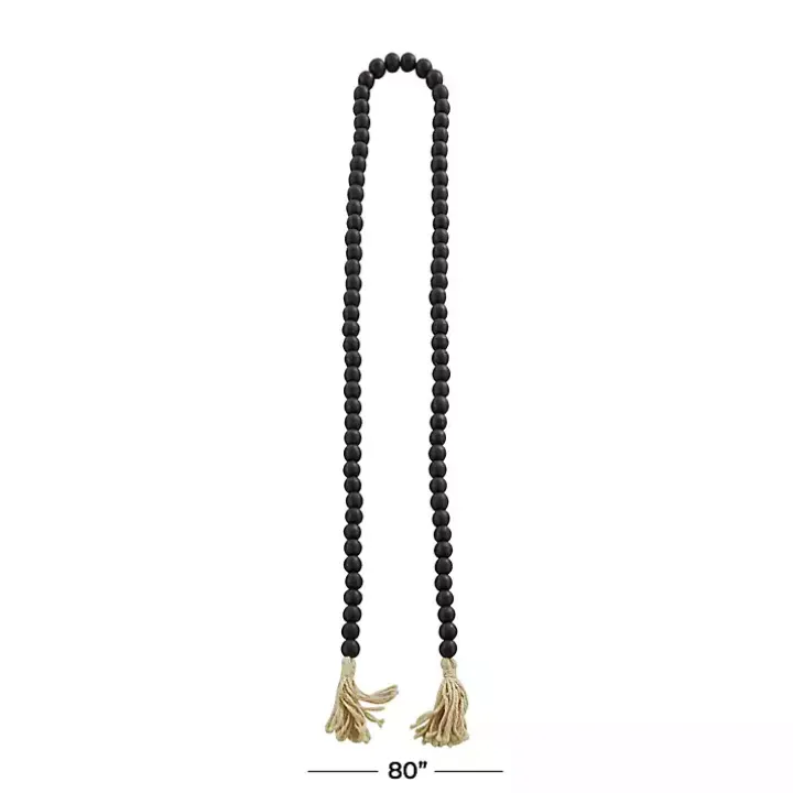 Black Wood Beaded Tassel Garland