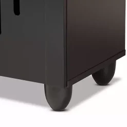 Black Wood Cut-Out Shoe Storage Cabinet