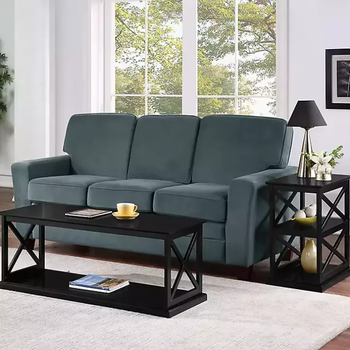Black Wood Double X Sides Accent Table